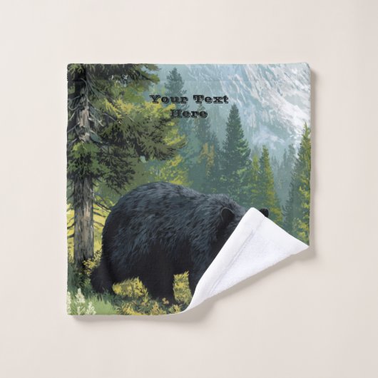 Black Bear Nature Towel Set Personalize It  バスタオルセット (ウォッシュタオル)