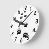 Black Bear Paw Tracks ラウンド壁時計 (傾斜)