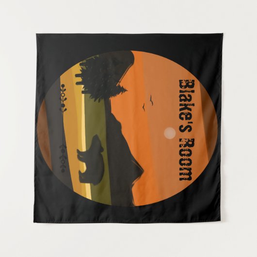 Black Bear Personalized タペストリー (正面(横))