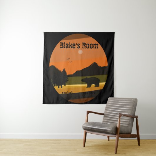 Black Bear Personalized タペストリー (インサイチュ)