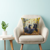 Black Bear Rolling In Autumn Leaves クッション (椅子)