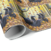 Black Bear Rolling In Autumn Leaves ラッピングペーパー (ロールコーナー)