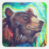 Black bear square sticker abstract design スクエアシール (正面)