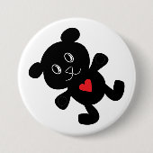 Black Bear with Red Heart 缶バッジ (正面)