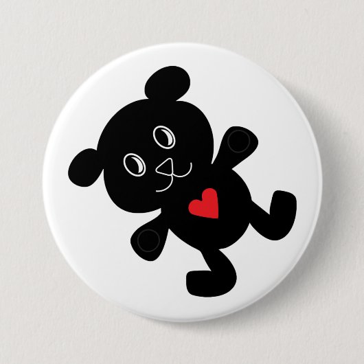 Black Bear with Red Heart 缶バッジ (正面)