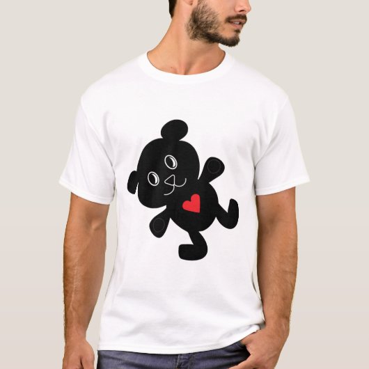Black Bear with Red Heart Tシャツ (正面)