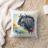 Black Bearded Blue Wildebeest 290824AREF129 - Wate クッション (ブランケット)