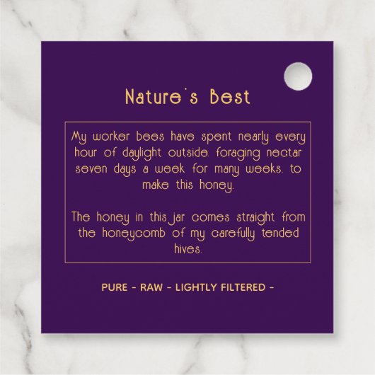 Black Bee Honey Label Metallic Gold Text  フェイバータグ (裏面)