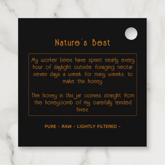 Black Bee Honey Label Metallic Gold Text  フェイバータグ (裏面)