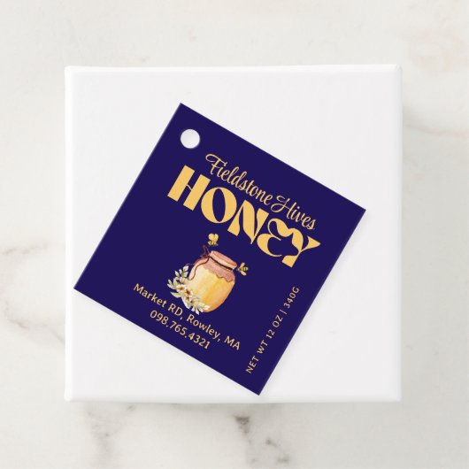 Black Bee Honey Label Metallic Gold Text  フェイバータグ (インサイチュ)