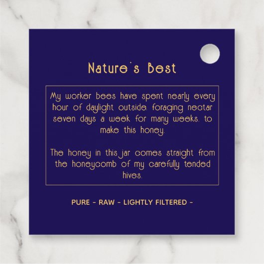 Black Bee Honey Label Metallic Gold Text  フェイバータグ (裏面)