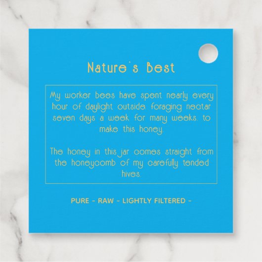 Black Bee Honey Label Metallic Gold Text フェイバータグ (裏面)