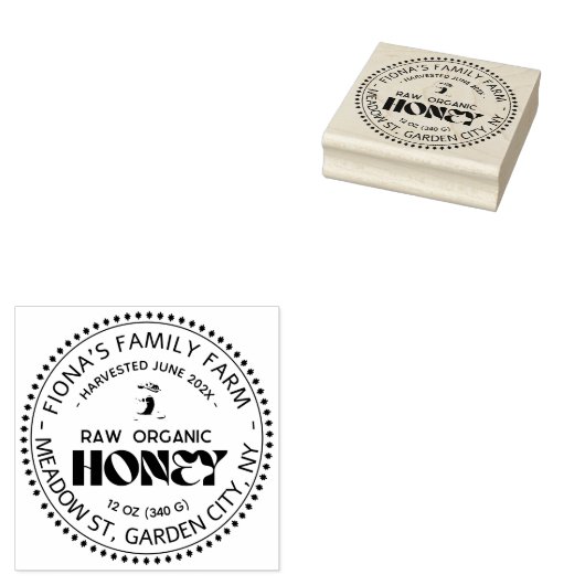 Black Bee Honey Label Metallic Gold Text  ラバースタンプ (押印)