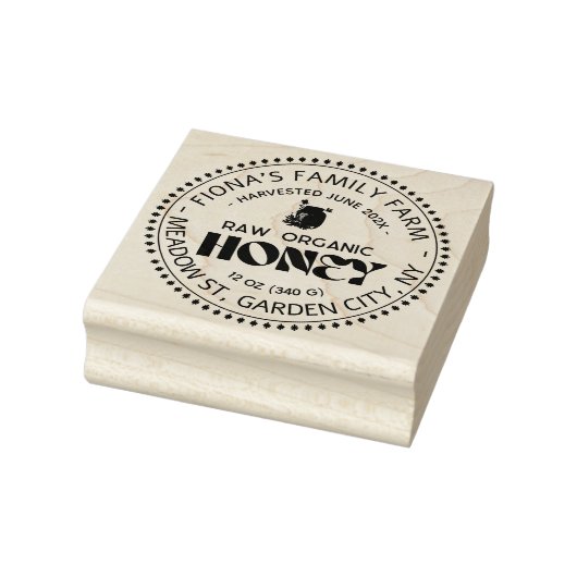 Black Bee Honey Label Metallic Gold Text  ラバースタンプ (スタンプ)