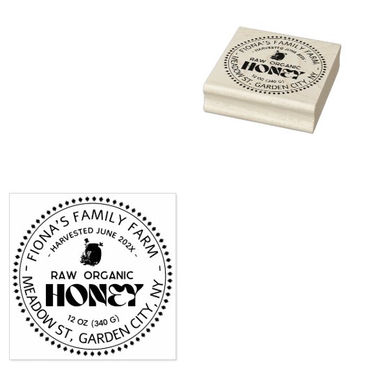 Black Bee Honey Label Metallic Gold Text  ラバースタンプ (押印)
