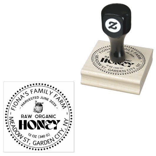 Black Bee Honey Label Metallic Gold Text  ラバースタンプ (押印)