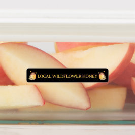 Black Bee Honey Label Metallic Gold Text ラベル