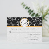 Black Beesax Sunflowers 結婚's Response Card 出欠カード (スタンド正面)