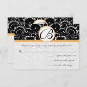 Black Beesax Sunflowers 結婚's Response Card 出欠カード (正面/裏面)