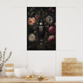 Black Beetle In Dark Flower Garden, Moody Bug ポスター (キッチン)