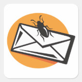 Black Beetle Insect on Envelope スクエアシール (正面)