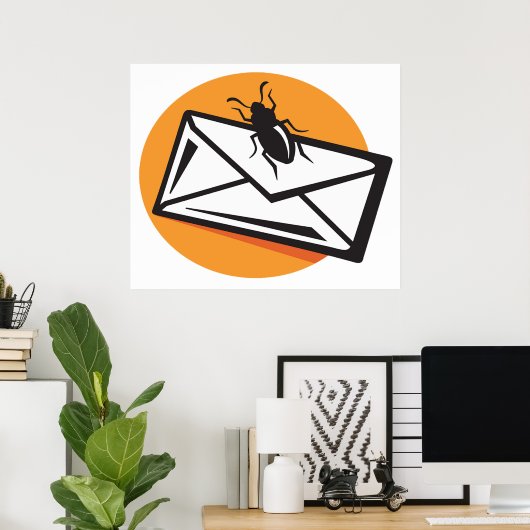 Black Beetle Insect on Envelope ポスター (ホームオフィス)