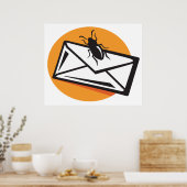 Black Beetle Insect on Envelope ポスター (キッチン)