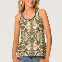 Black, Beige, Gray, Sepia, Mirror Pattern / 