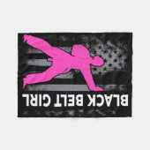 Black Belt Girl Karate Jiu Jitsu Taekwondo Martial フリースブランケット (正面(横))