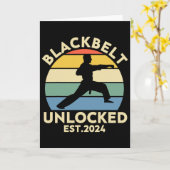 Black Belt Men Achievement Martial Arts Karate Boy カード (黄色い花)