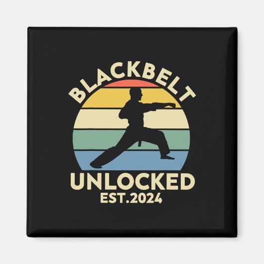 Black Belt Men Achievement Martial Arts Karate Boy マグネット (正面)
