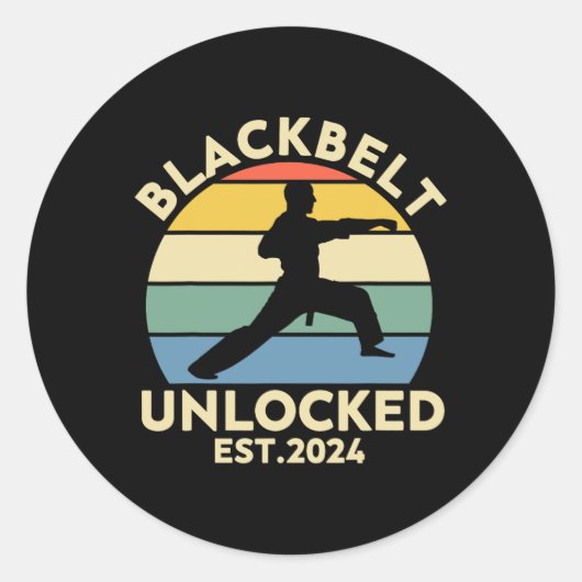 Black Belt Men Achievement Martial Arts Karate Boy ラウンドシール (正面)