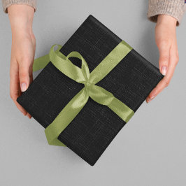 Black Blank Beige Linen Clean Fabric Texture ラッピングペーパー