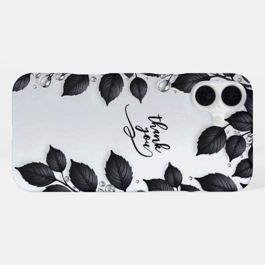 Black Blant Leaves iPhone 16 case iPhoneケース (裏面横)