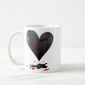 Black Bleeding Cut Open Broken Heart Goth Valentin コーヒーマグカップ (左)