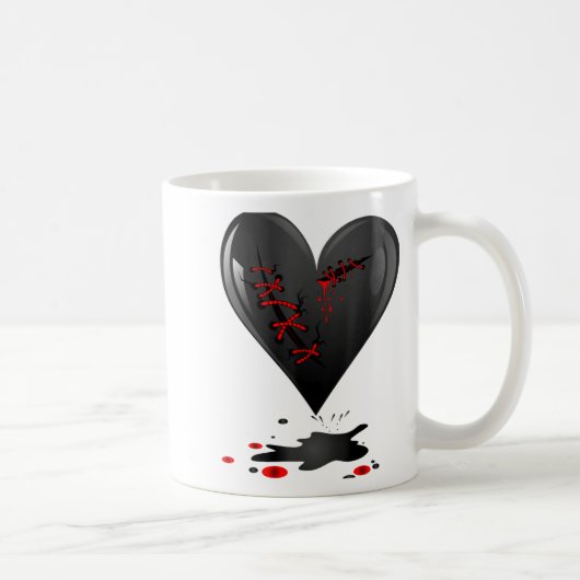 Black Bleeding Cut Open Broken Heart Goth Valentin コーヒーマグカップ (右)