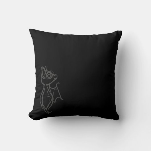 Black Blinky Bat outlined Throw Pillow クッション (正面)