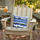 Black, blue and white wave pattern cushion アウトドアクッション (椅子)