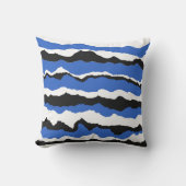 Black, blue and white wave pattern cushion アウトドアクッション (正面)