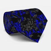 Black & Blue Floral Damask Gothic Wedding ネクタイ (ロール)