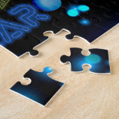 Black & Blue Midnight Sparkle Neon Glow New Year  ジグソーパズル (側面)