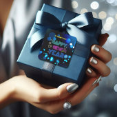 Black & Blue Midnight Sparkle Neon Glow New Year スクエアシール