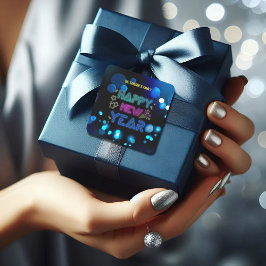 Black & Blue Midnight Sparkle Neon Glow New Year  スクエアシール