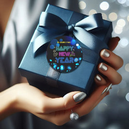 Black & Blue Midnight Sparkle Neon Glow New Year  ラウンドシール