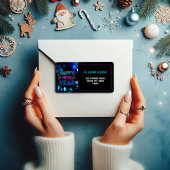 Black & Blue Midnight Sparkle Neon Glow New Year  ラベル