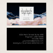 Black Blue Pink Rose Gold Monogram Business Cards (正面&裏面)