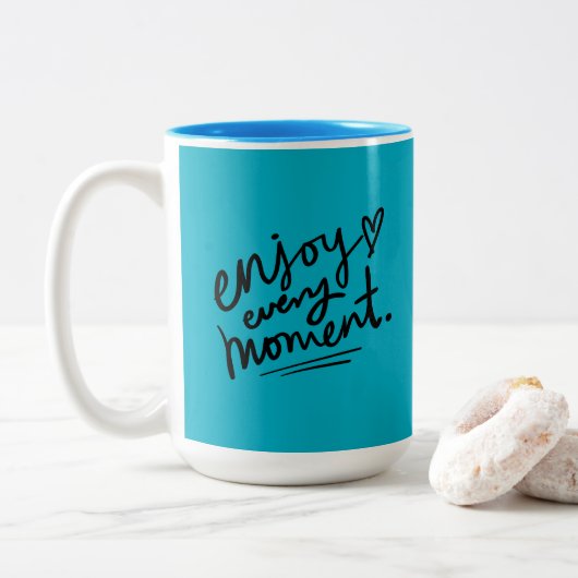 Black Blue Simple Motivational Quote Mug ツートーンマグカップ (ドーナツ)
