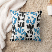 Black Blue Stained Glass Pattern クッション (ブランケット)