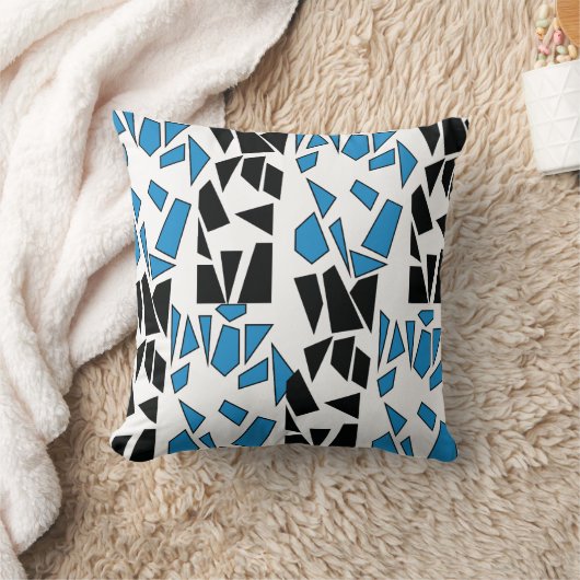 Black Blue Stained Glass Pattern クッション (ブランケット)