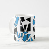 Black Blue Stained Glass Pattern コーヒーマグカップ (正面左)